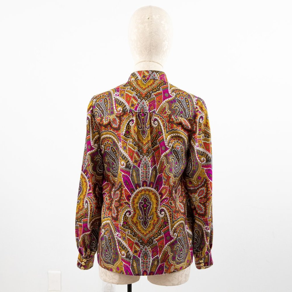 Tibi Retro 70s S Silk Paisley Print Boho Blouse - Picture 5 of 11